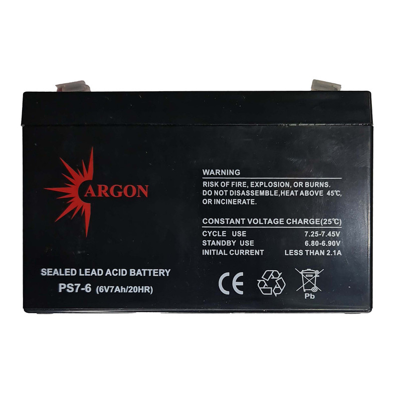 باتری سیلد اسید 6 ولت 7 آمپر ساعت آرگون مدل PS7-6