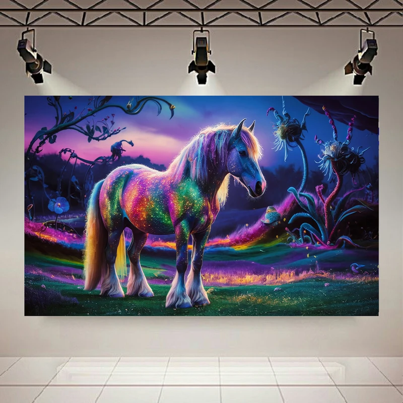 پوستر پارچه ای طرح مخمل اسب مدل رنگی کد AR303986