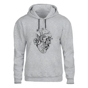 هودی مردانه مدل قلب و گل کد 21 Z رنگ طوسی