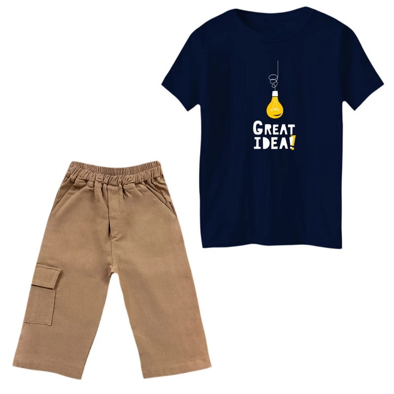 ست تی‌شرت و شلوارک پسرانه مدل ایده بزرگ