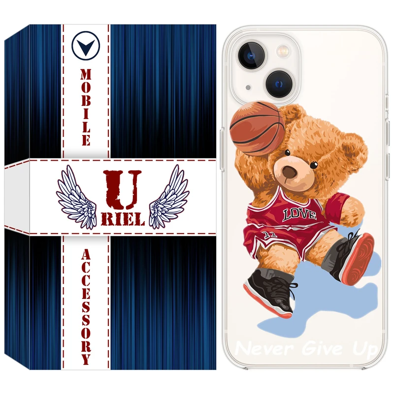 کاور یوریل مدل Clear کد 63 طرح خرس ورزشکار مناسب برای گوشی موبایل اپل iPhone 13 mini