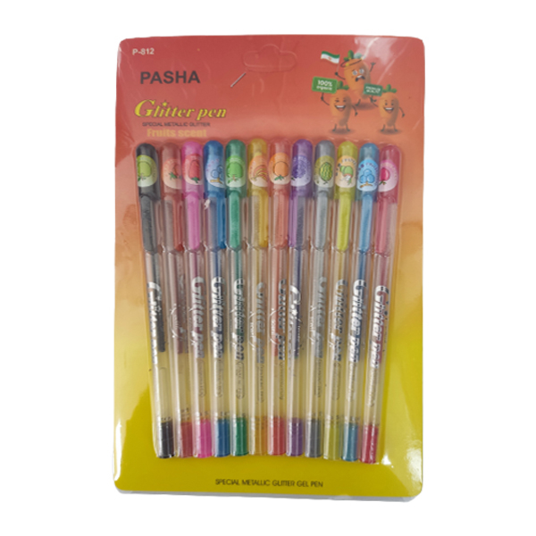 خودکار اکلیلی پاشا مدل میوه ای کد P-812 بسته 12 عددی