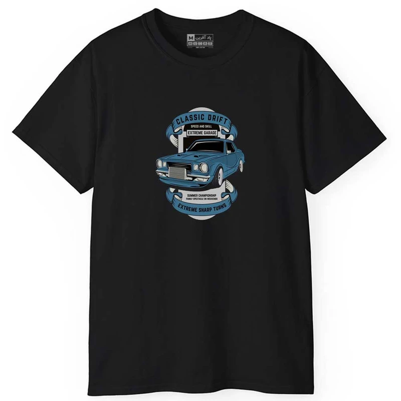تی شرت آستین کوتاه مردانه پاد آفرین مدل اسپرت طرح ماشین کلاسیک کد 0796