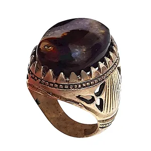 انگشتر نقره مردانه مدل جزع حجرداودی پرخواص بحرینی کد HDPB1