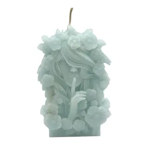 شمع دکوری دست ساز مدل دختر و گل