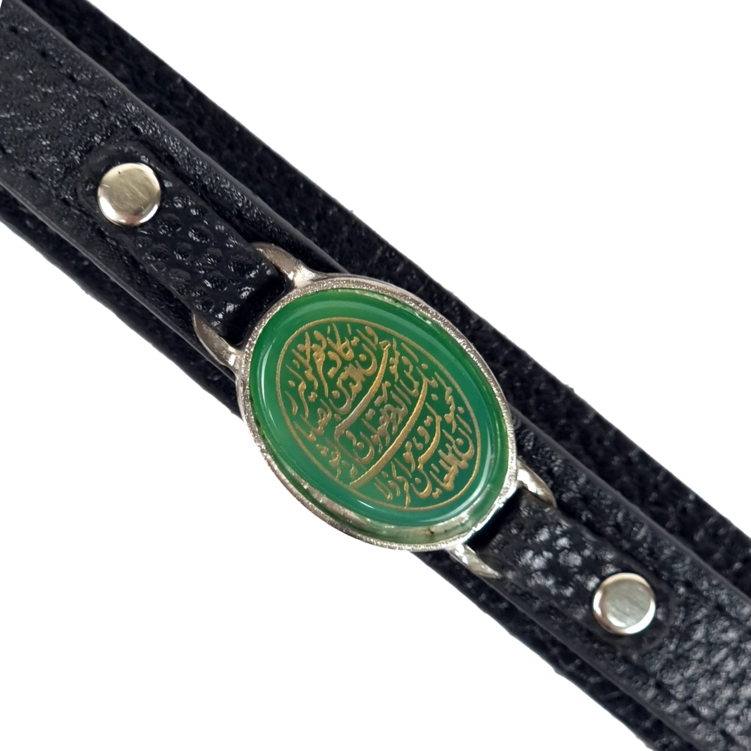 دستبند مدل چرم و عقیق طرح وان یکاد کد 117