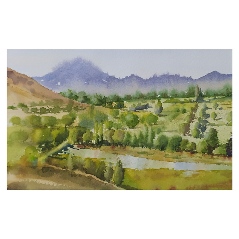 نقاشی آبرنگ طرح کوهپایه کد 60