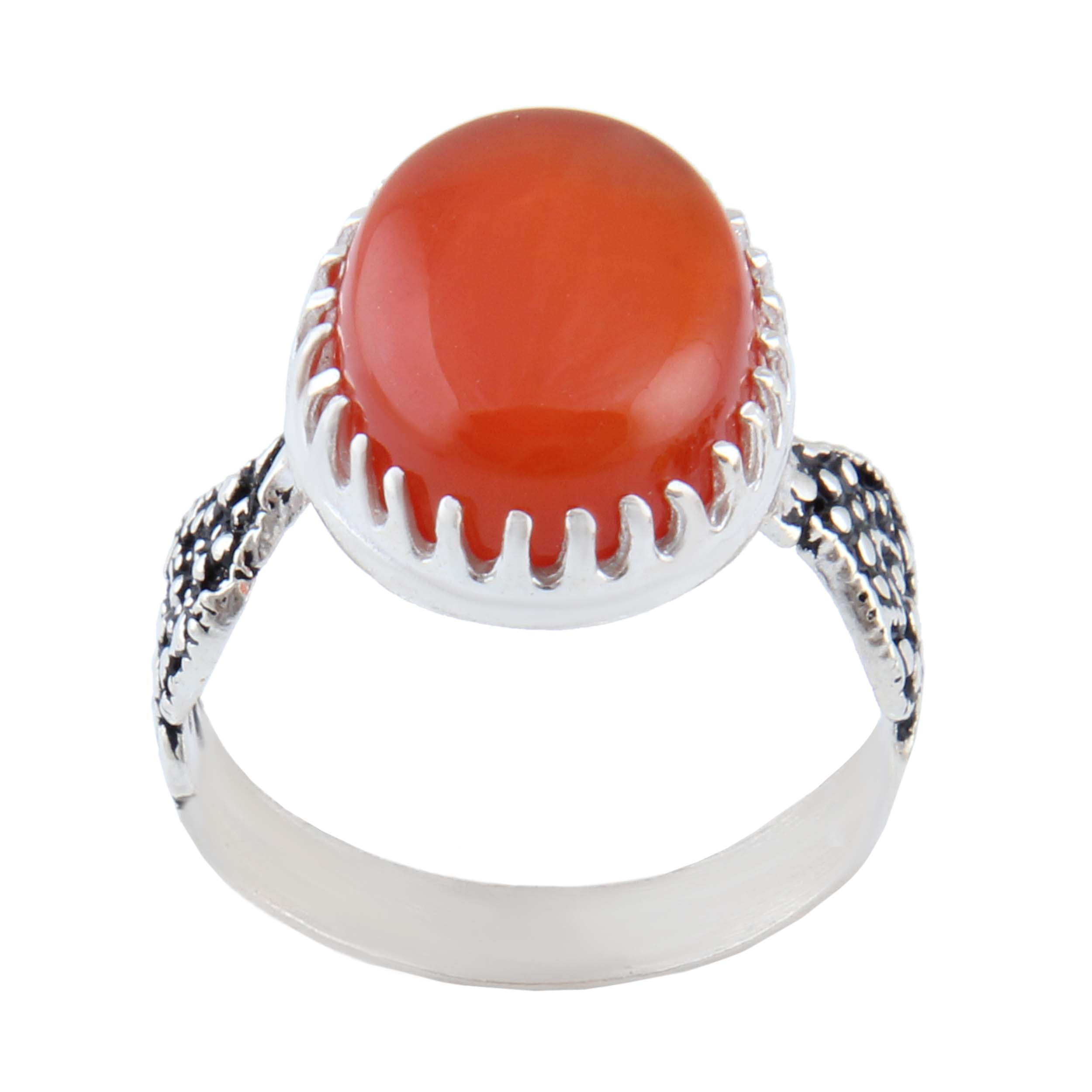 انگشتر نقره مردانه بازرگانی میلادی مدل رکاب سیلندری عقیق کد AM_4323