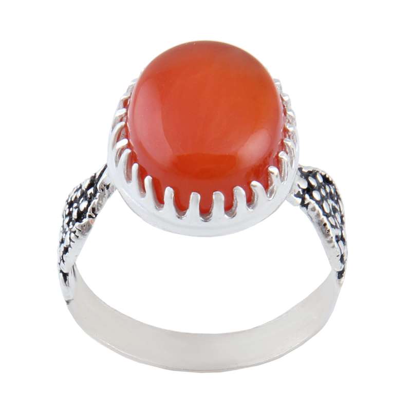 انگشتر نقره مردانه بازرگانی میلادی مدل رکاب سیلندری عقیق کد AM_4323