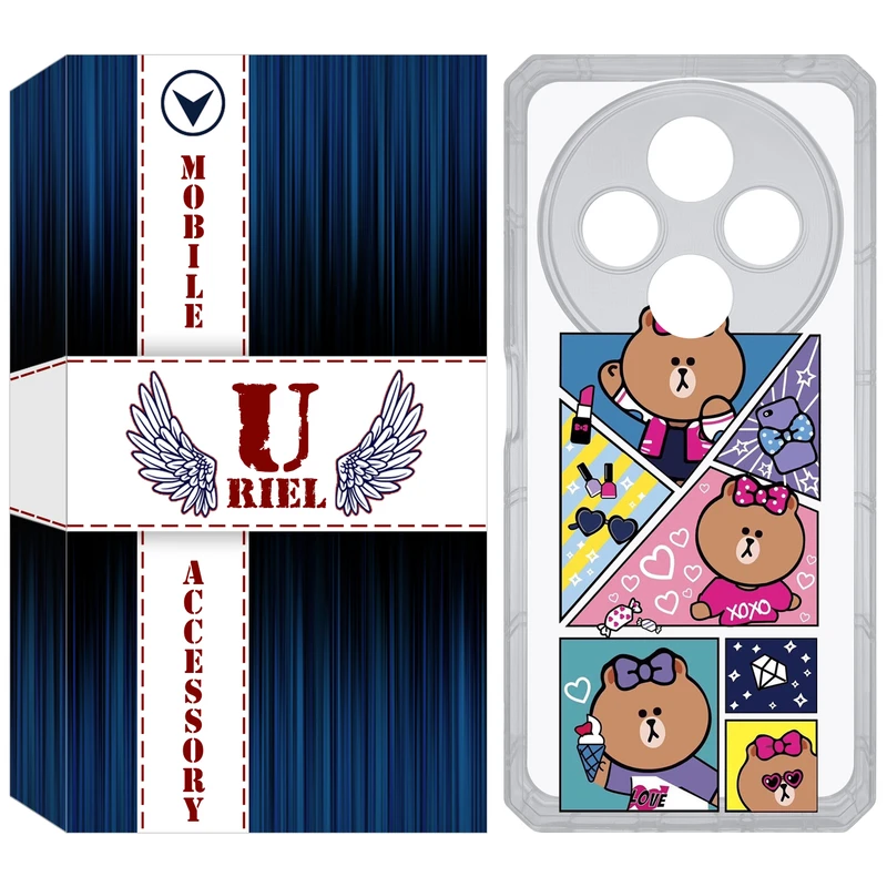 کاور یوریل مدل Clear کد 13 طرح Brown مناسب برای گوشی موبایل شیائومی Redmi 14C / Poco C75