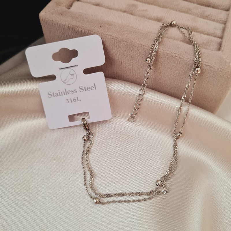 پابند زنانه استینلس استیل مدل دولاین پیچ توپی کد 162