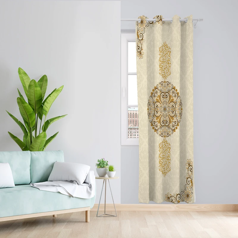 پرده طرح ترنج مدل مخمل پانچی کد 1809 z سایز 140x200 سانتی متر