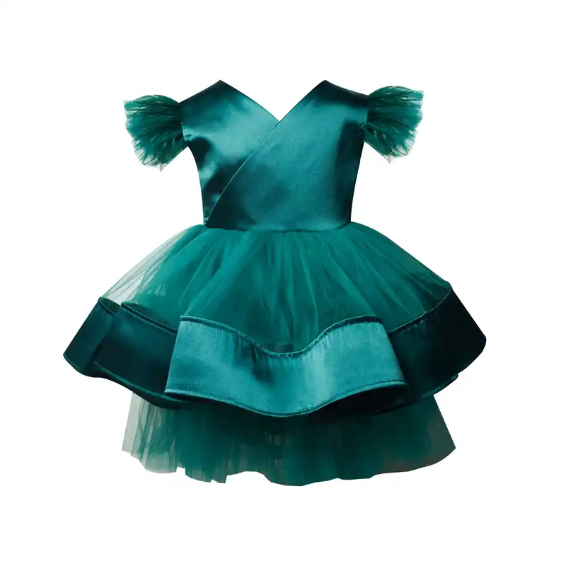 پیراهن دخترانه مدل مجلسی رنگ سبز