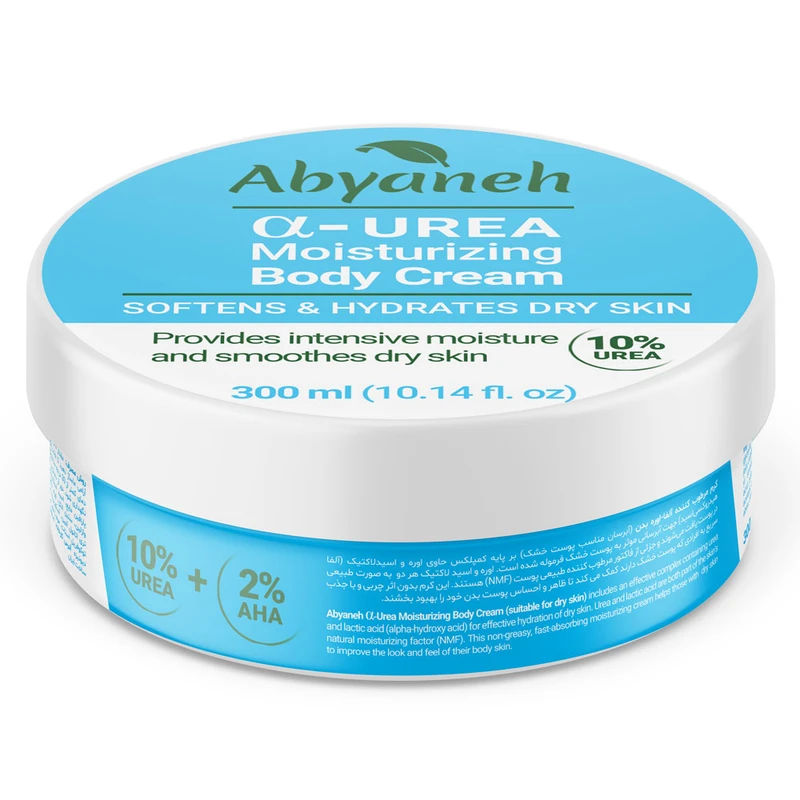 کرم آبرسان و مرطوب کننده بدن ابیانه مدل آلفا اوره مناسب پوست های خشک حجم 300 میلی لیتر