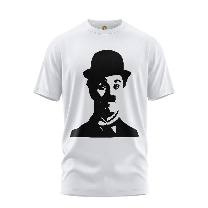 تی شرت آستین کوتاه زنانه هومرو مدل TW156 طرح چارلی چاپلین