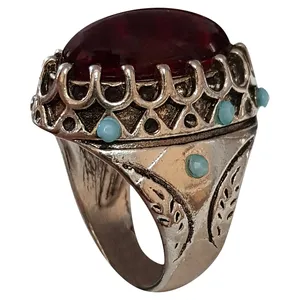 انگشتر نقره مردانه مدل یاقوت Y2112