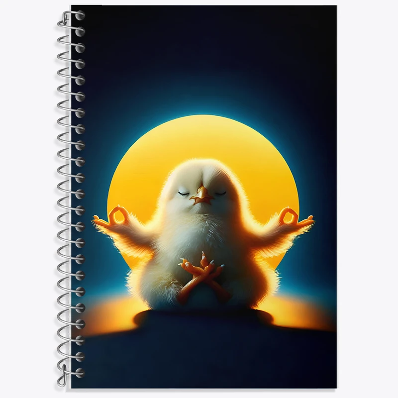 دفتر زبان 50 برگ خندالو مدل سه خط طرح جوجه و یوگا کد F6124