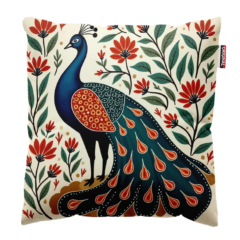 کوسن پاد آفرین مدل طاووس کد 452 سایز 30*30 سانتی متر