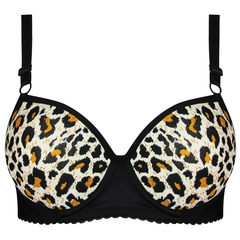 سوتین زنانه ماییلدا مدل پلنگی جکدار فنردار پوش آپ کد 5160