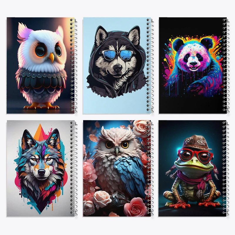 دفتر نقاشی 50 برگ خندالو طرح حیوانات کد 204 مجموعه 6 عددی