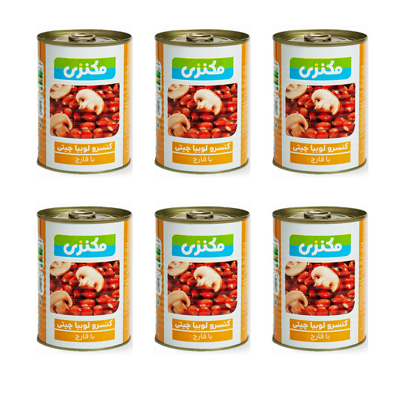 کنسرو لوبیا چیتی با قارچ مکنزی - 380 گرم بسته 6 عددی