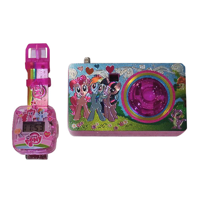 ساعت مچی دیجیتال دخترانه مدل اسب تک شاخ پونی به همراه دوربین مجموعه 2 عددی