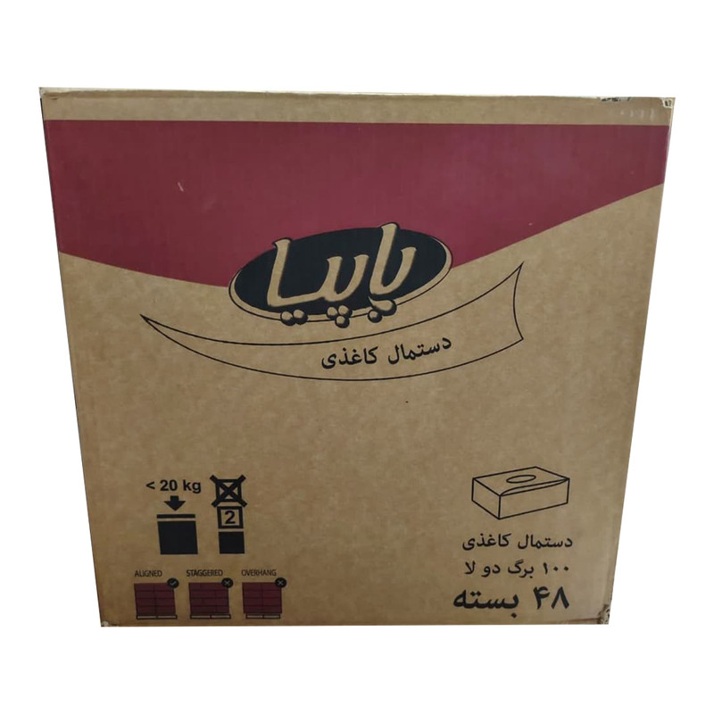 دستمال کاغذی 100 برگ پاپیا مدل karton48 بسته 48 عددی