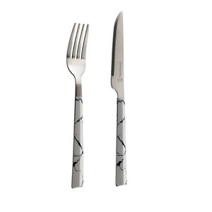 ست کارد و چنگال میوه خوری 12 پارچه ام جی مدل ماربل پلاس