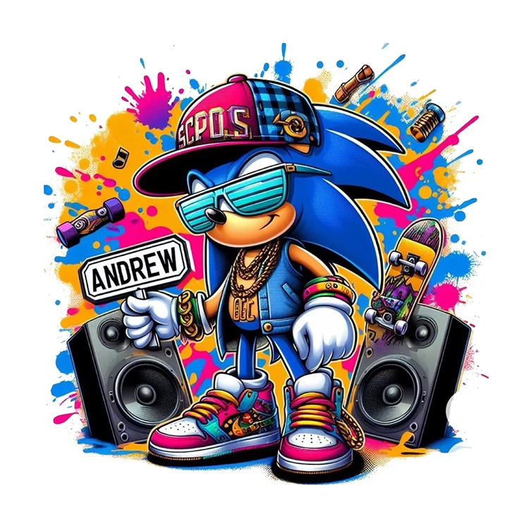 استیکر پارچه و لباس پاد آفرین مدل سونیک کد 199