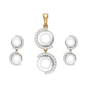 نیم ست طلا 18 عیار زنانه قیراط طرح مروارید کد GH2173