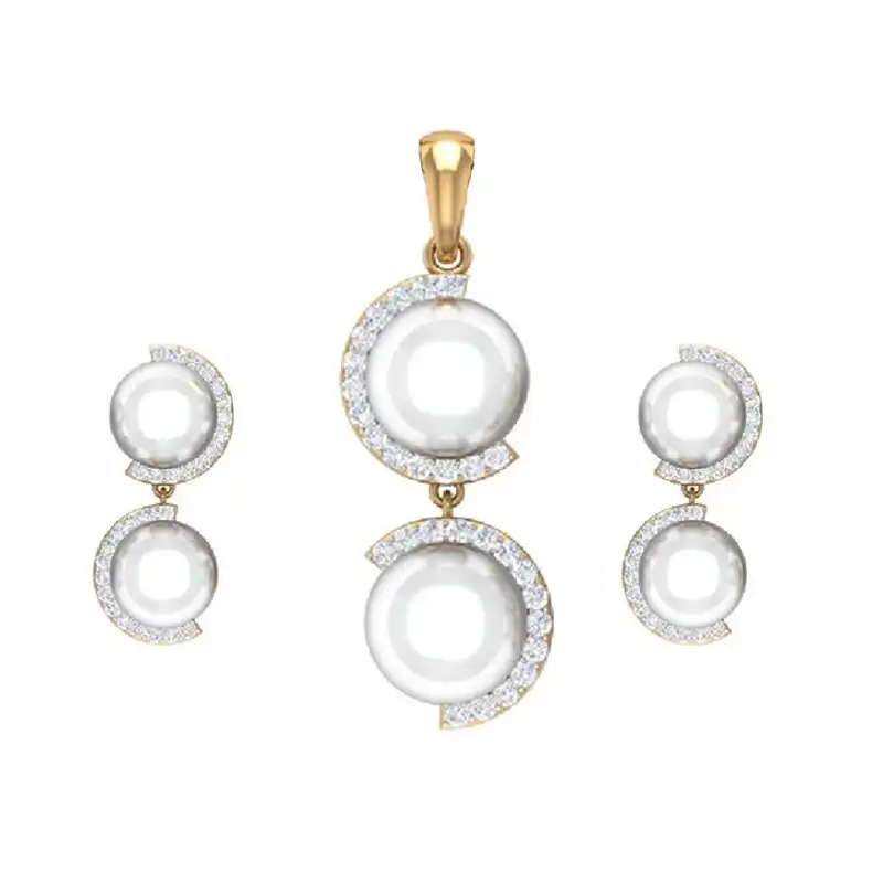 نیم ست طلا 18 عیار زنانه قیراط طرح مروارید کد GH2173