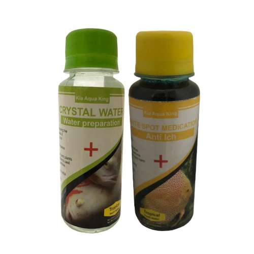 محلول ضد سفیدک ماهی مدل SS-12 حجم 120 میلی لیتر به همراه محلول شفاف کننده آب آکواریوم