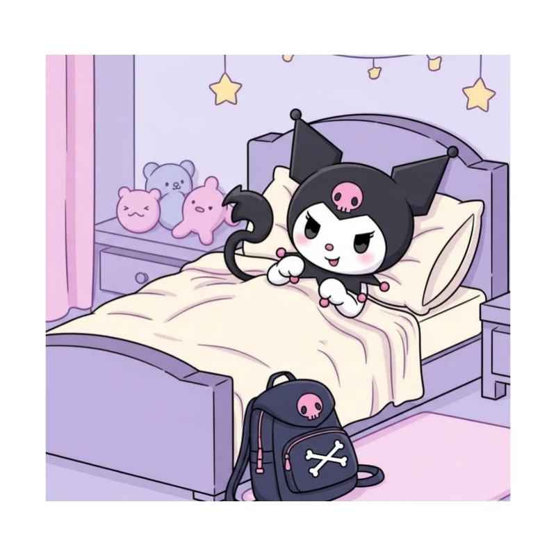 استیکر پارچه و لباس پاد آفرین مدل کارتونی کورومی Kuromi جذاب کد 1177