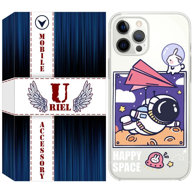 کاور یوریل قاب مدل Clear کد 22 طرح فضانورد مناسب برای گوشی موبایل اپل iPhone 12 Pro Max