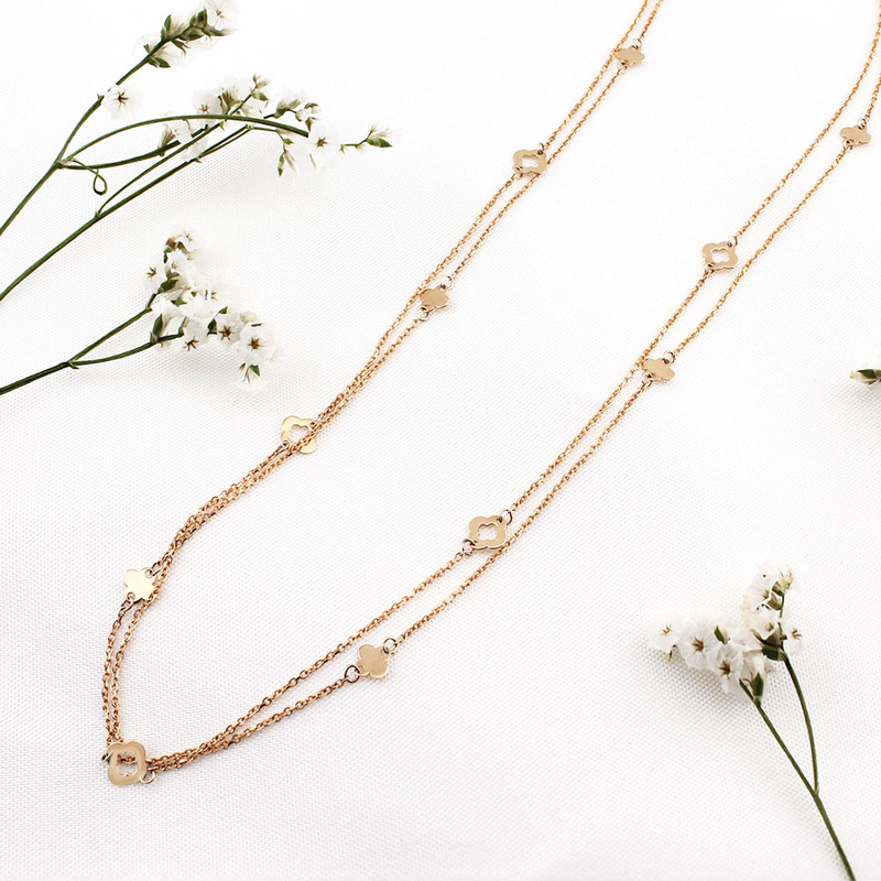 گردنبند طلا 18 عیار زنانه با زنجیر حلقه ای
الی گالری مدل  دو رج ونکلیف