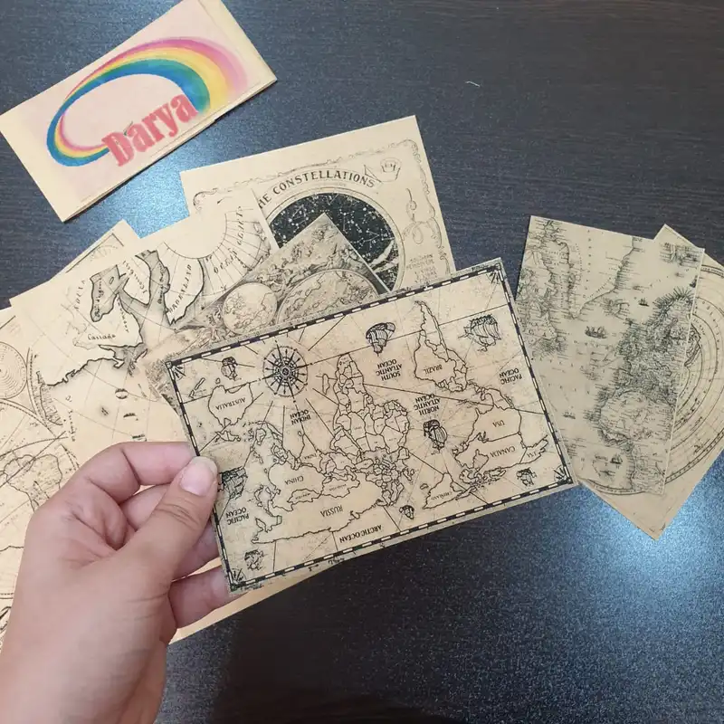 کاغذ رنگی دریا مدل اسکرپ بوک طرح نقشه وینتج کد 02 بسته 8 عددی