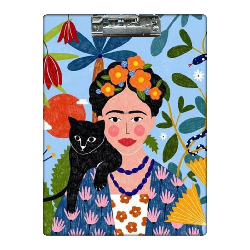 تخته شاسی طرح فریدا و گربه و گل ها کد 3570014 سایز A4