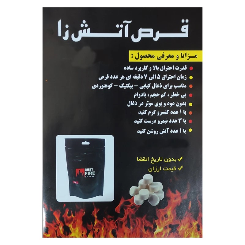 عکس شماره 3 : قرص آتش زا مدل best fire کد 040 بسته 40 عددی