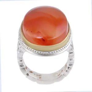 انگشتر نقره مردانه مدل بازرگانی میلادی عقیق کهنه یمنی رکاب دست ساز کد AM_2617