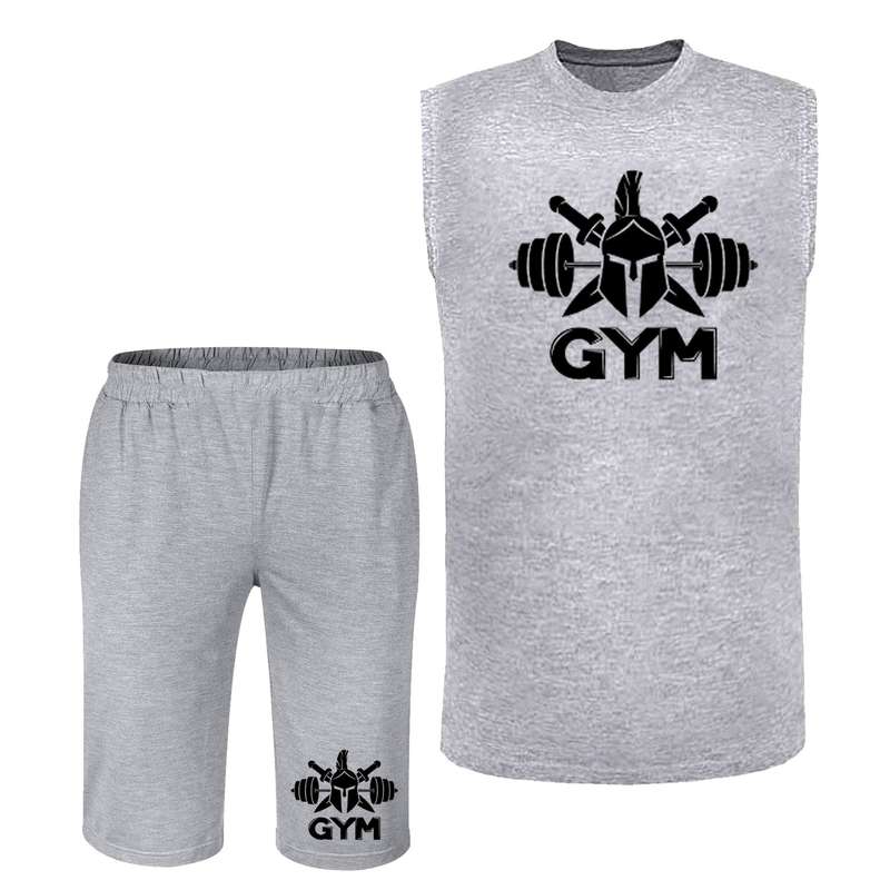 ست تاپ و شلوارک مردانه مدل GYM  کد J89 رنگ طوسی