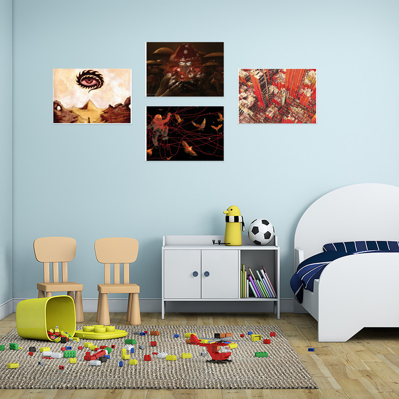 پوستر طرح فانتزی کد A-1978 مجموعه 4 عددی