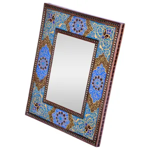 قاب آینه خاتم کاری طرح اسلیمی هندسی کد 2924