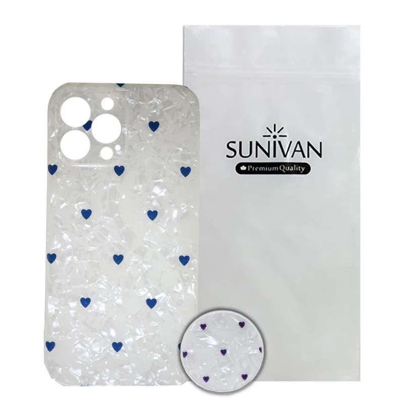 کاور سانیوان مدل یخی طرح آبرنگی مناسب برای گوشی موبایل اپل IPhone 13 Pro به همراه پاپ سوکت