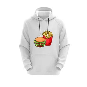 هودی زنانه مدل فست فود کد J268 رنگ سفید