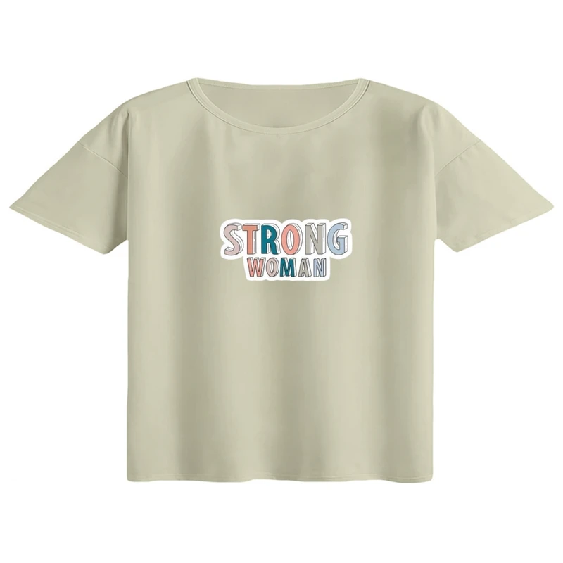 کراپ تی‌شرت آستین کوتاه زنانه مدل تکست فانتزی کد03