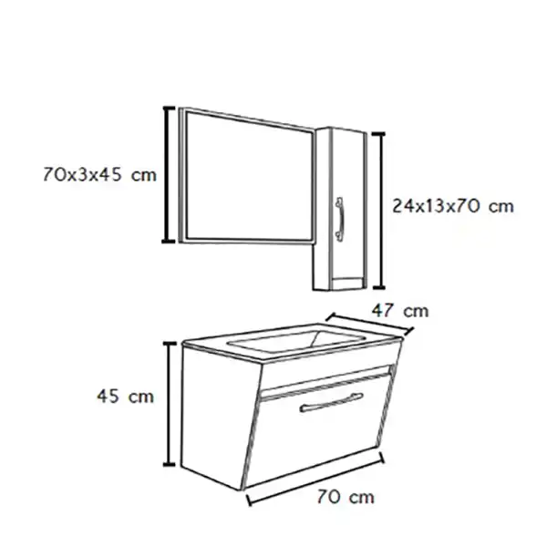 ست کابینت و روشویی الین مدل لوزان به همراه آینه و باکس