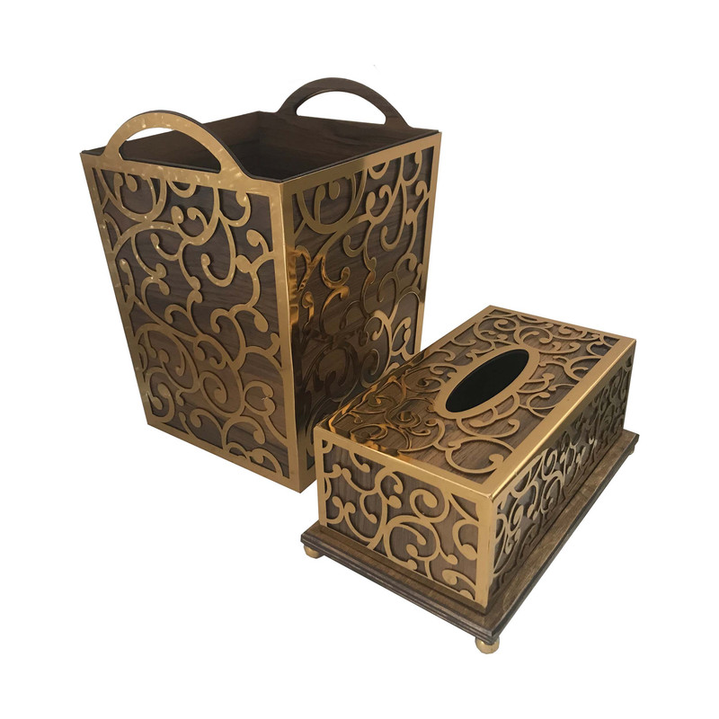 ست سطل و جای دستمال کاغذی مدل ترنج