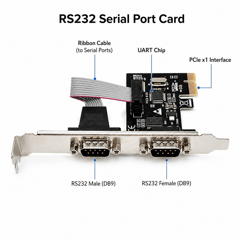 کارت توسعه PCIe به 2 پورت سریال RS232 مدل PCIe-2S