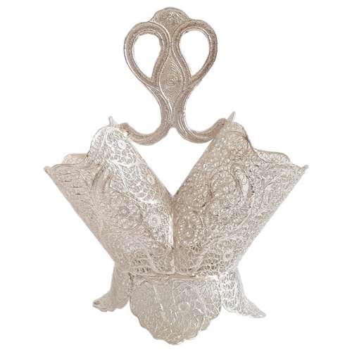 جای قاشق و جنگال ملیله کاری مدل طاووس کد 02