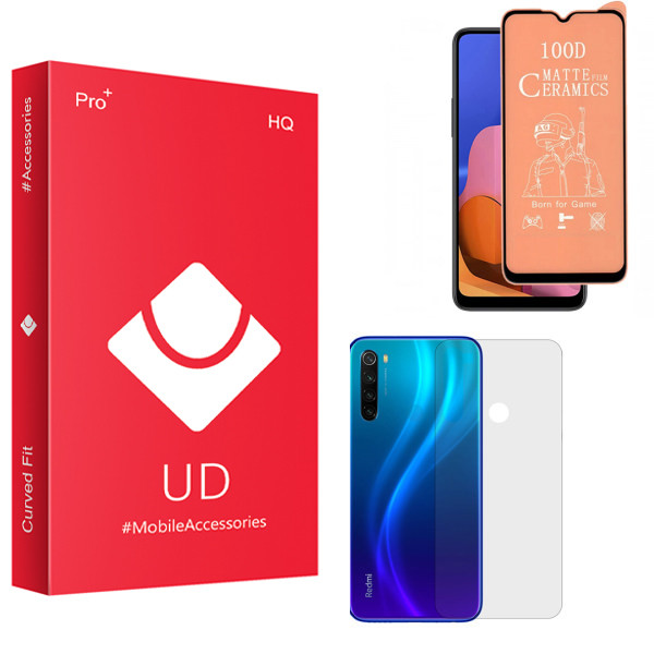 محافظ صفحه نمایش سرامیکی مات یو دی مدل HQ مناسب برای گوشی موبایل شیائومی Redmi Note 8 به همراه محافظ پشت گوشی
